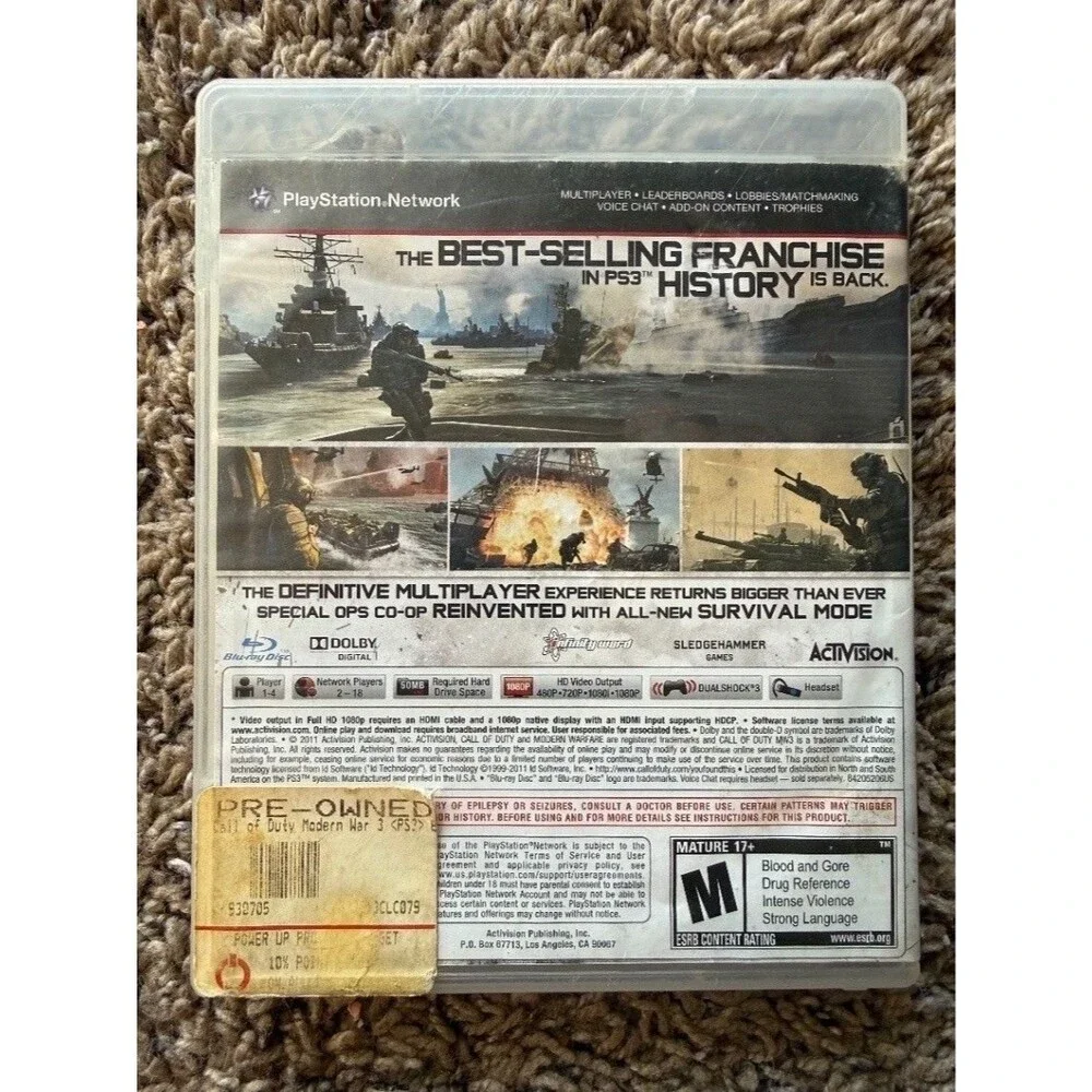 Call of Duty MW3 Modern Warfare 3 Sony PlayStation 3 PS3 Game Disc Activision
